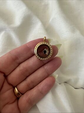 Gold Crystal Heart Charm Pendant necklace charm - Gold